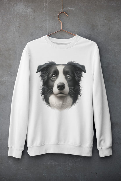 Border Collie Black & White Realistic Design Crewneck Sweatshirt