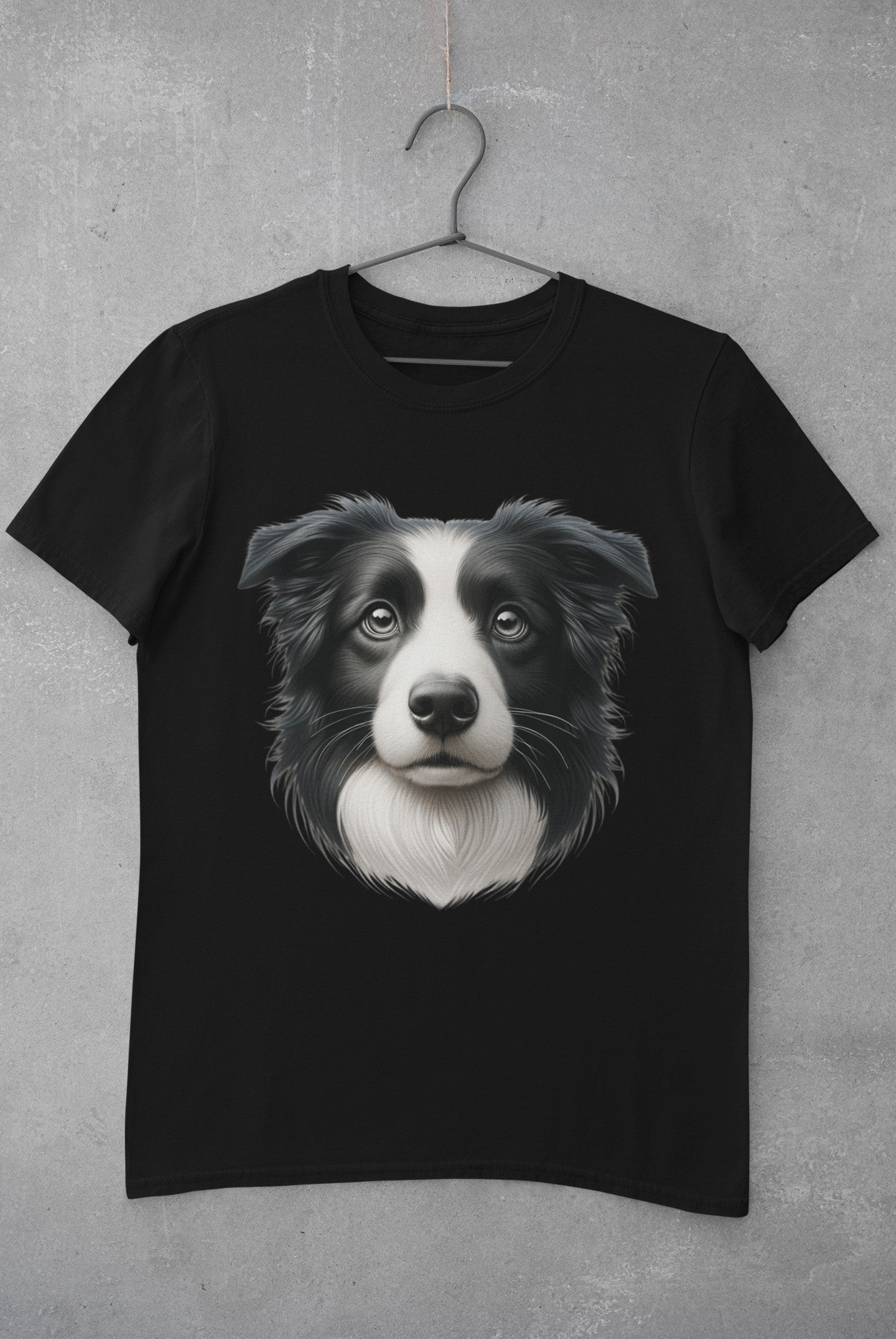 Border Collie Black & White Realistic Graphic Tee