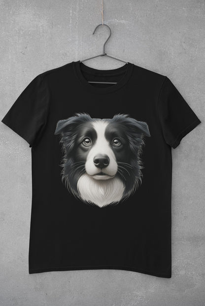 Border Collie Black & White Realistic Graphic Tee