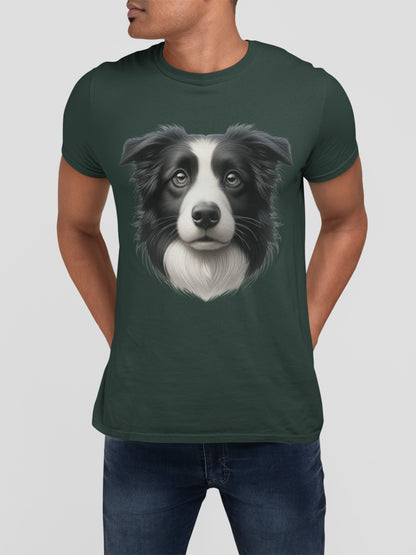 Border Collie Black & White Realistic Graphic Tee
