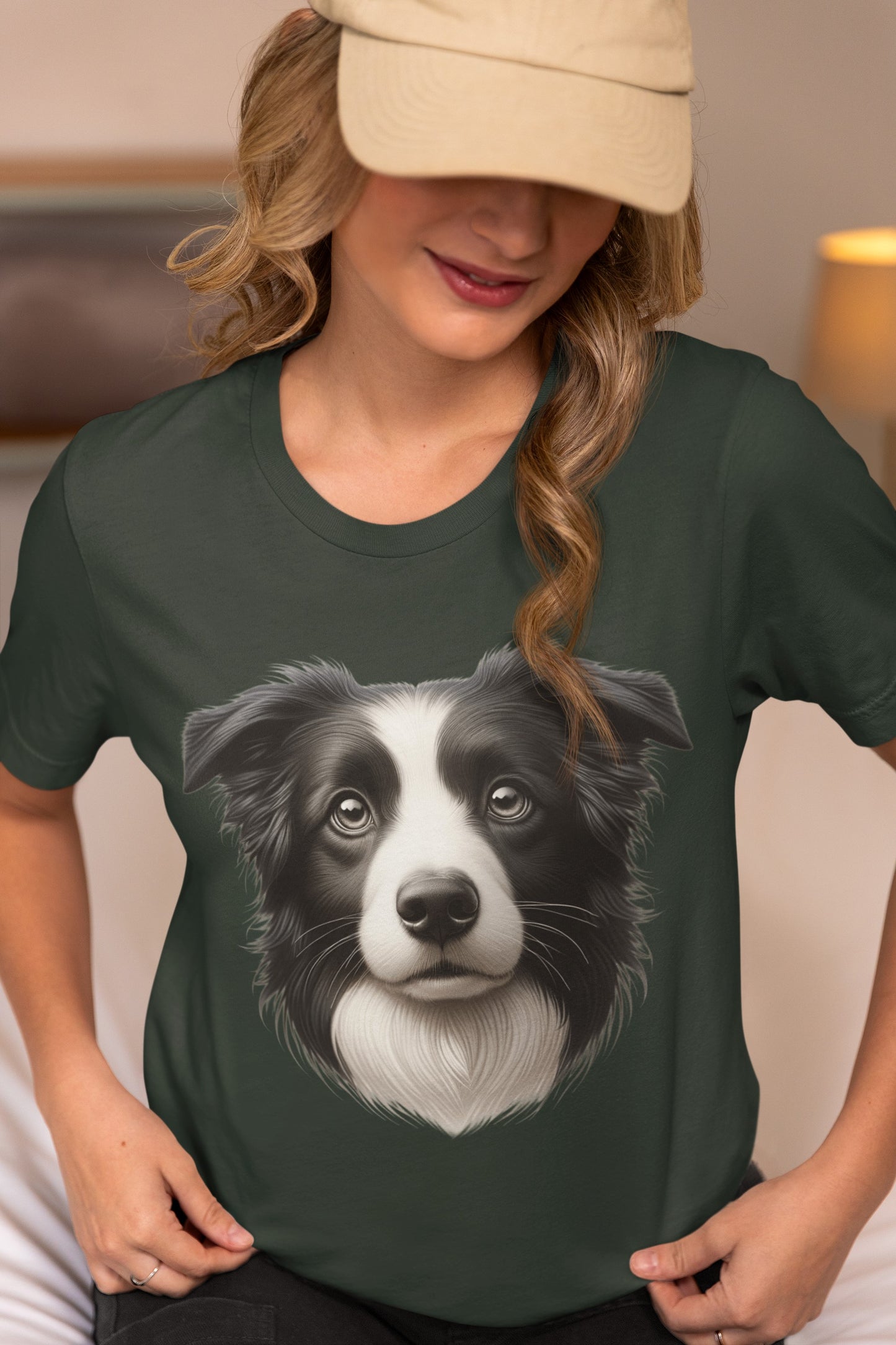 Border Collie Black & White Realistic Graphic Tee