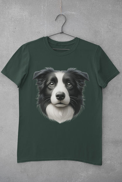 Border Collie Black & White Realistic Graphic Tee