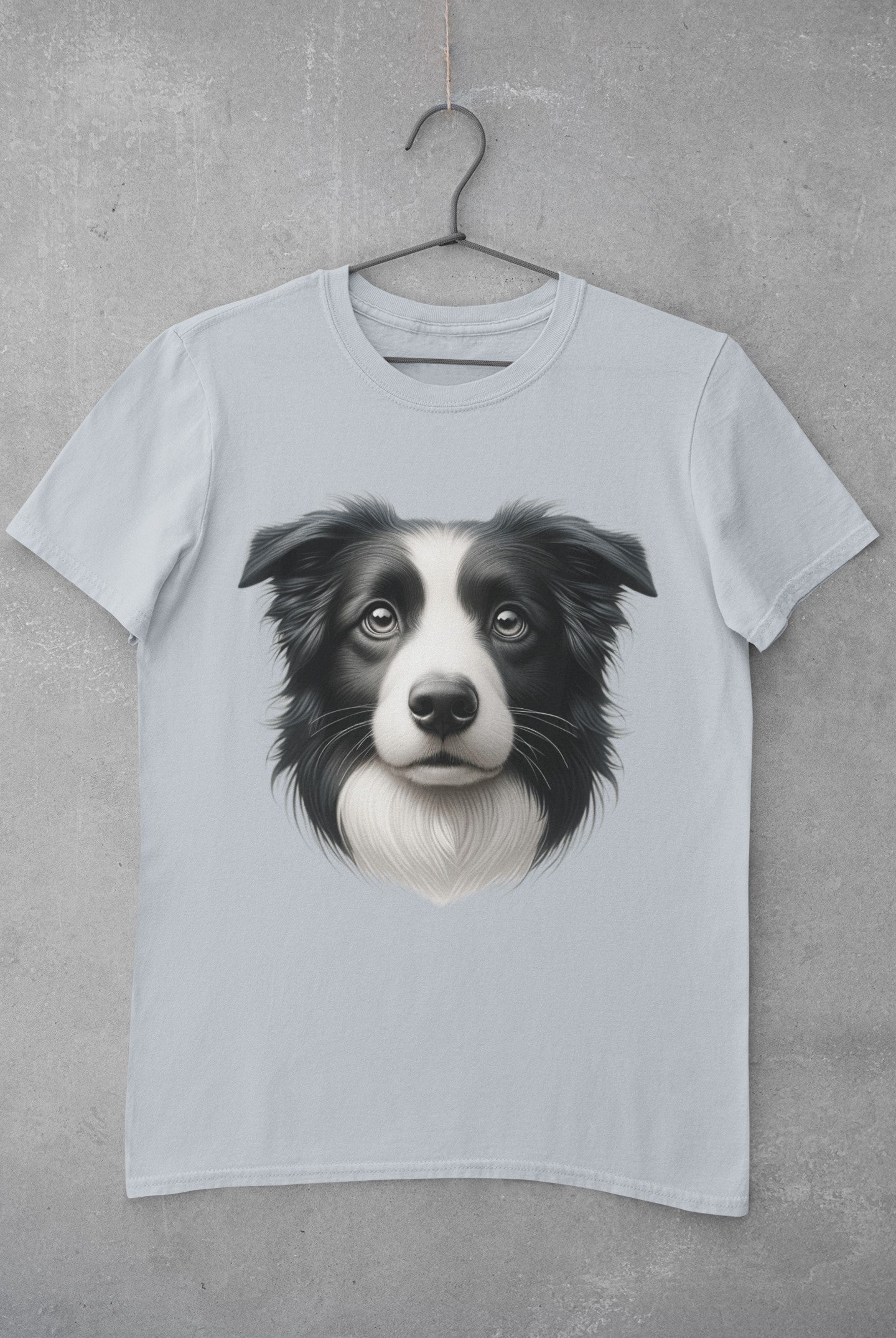 Border Collie Black & White Realistic Graphic Tee