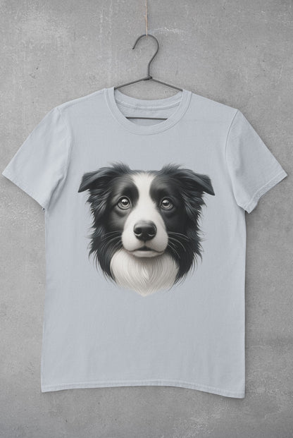 Border Collie Black & White Realistic Graphic Tee