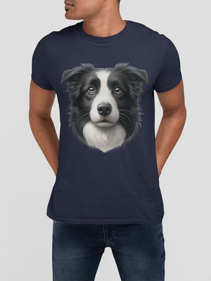 Border Collie Black & White Realistic Graphic Tee