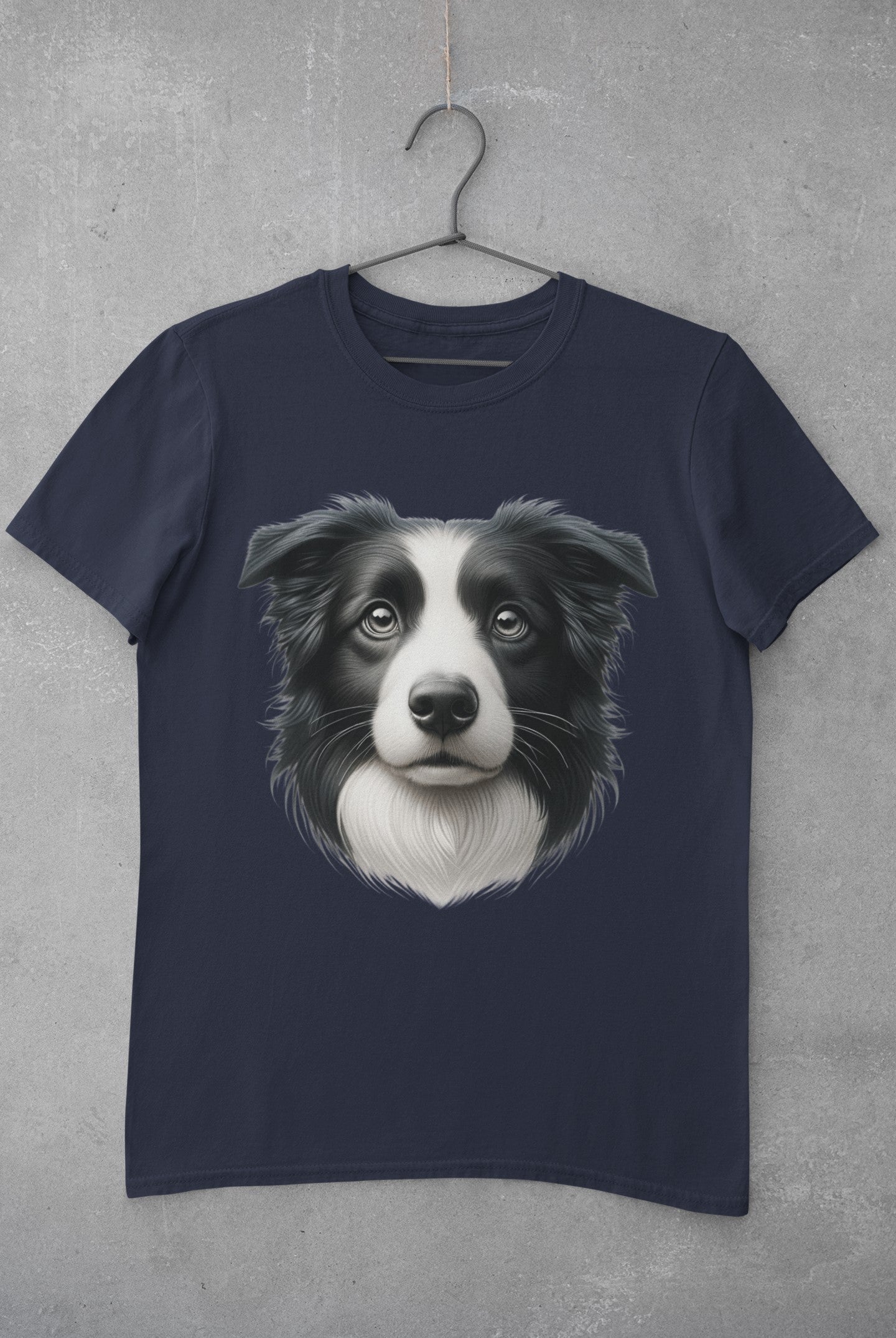 Border Collie Black & White Realistic Graphic Tee
