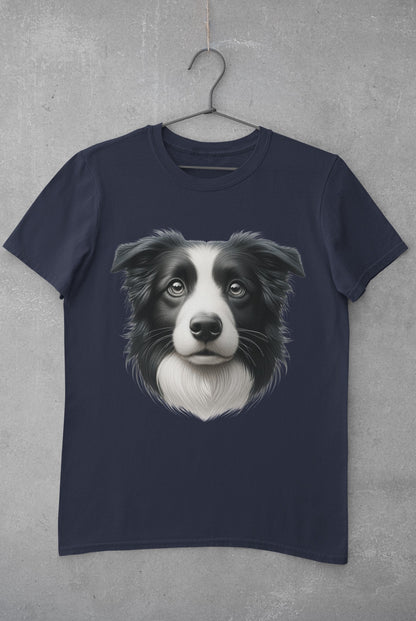 Border Collie Black & White Realistic Graphic Tee