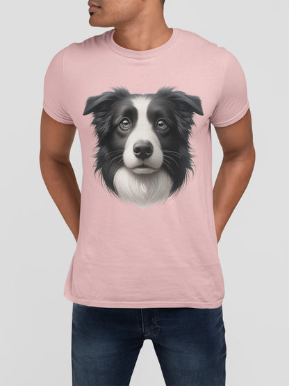 Border Collie Black & White Realistic Graphic Tee
