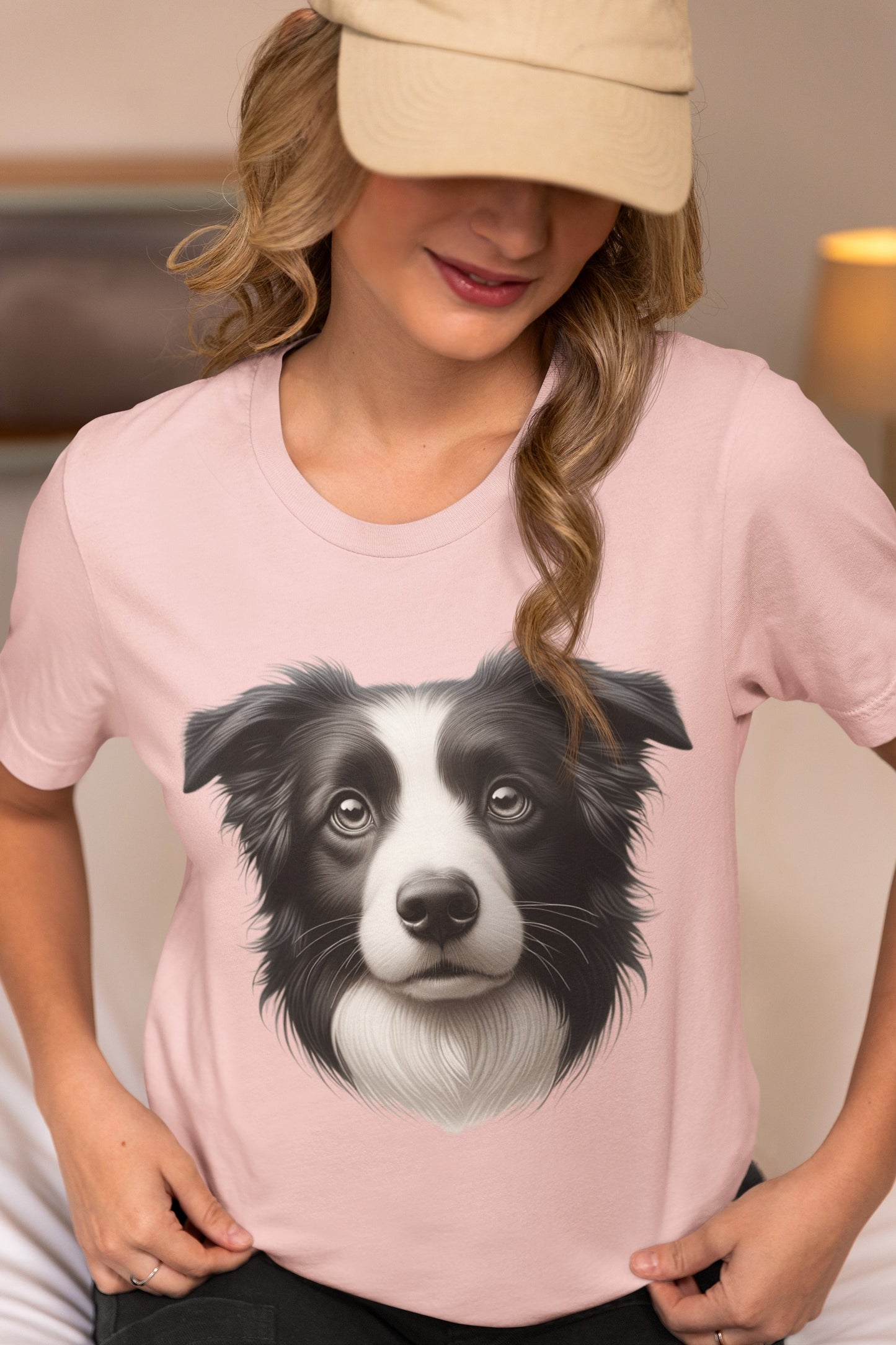 Border Collie Black & White Realistic Graphic Tee