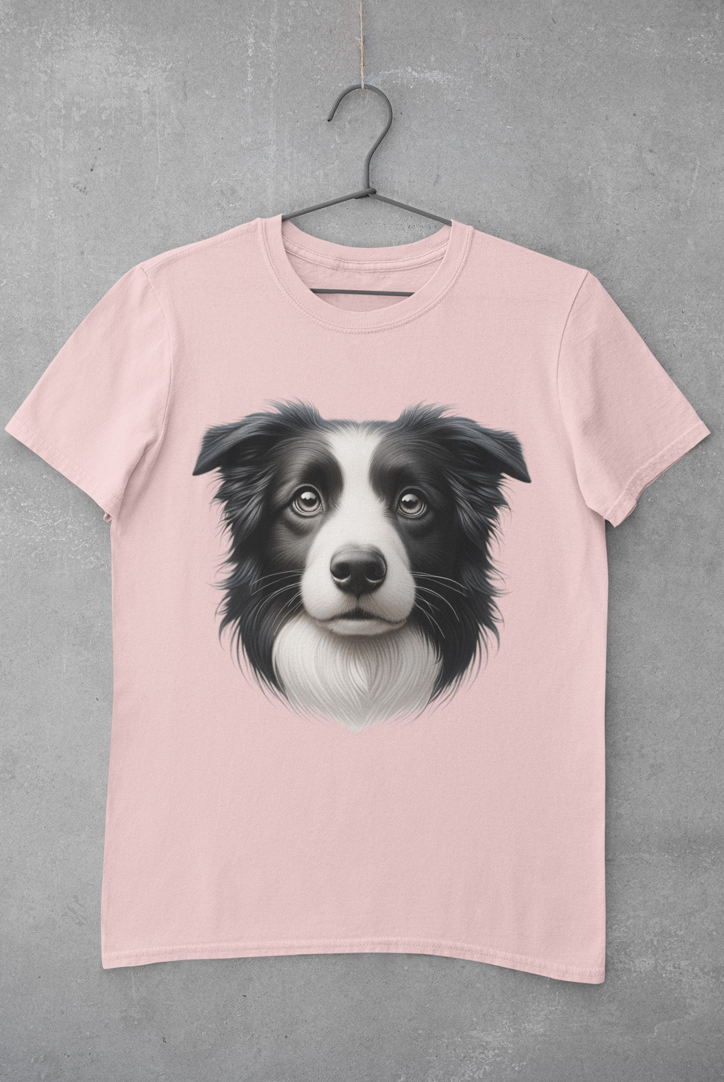 Border Collie Black & White Realistic Graphic Tee