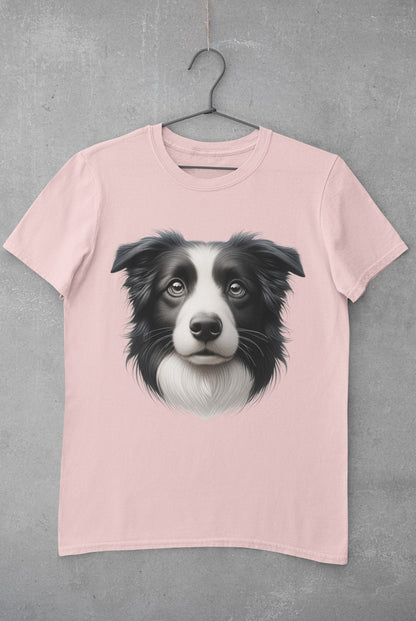 Border Collie Black & White Realistic Graphic Tee