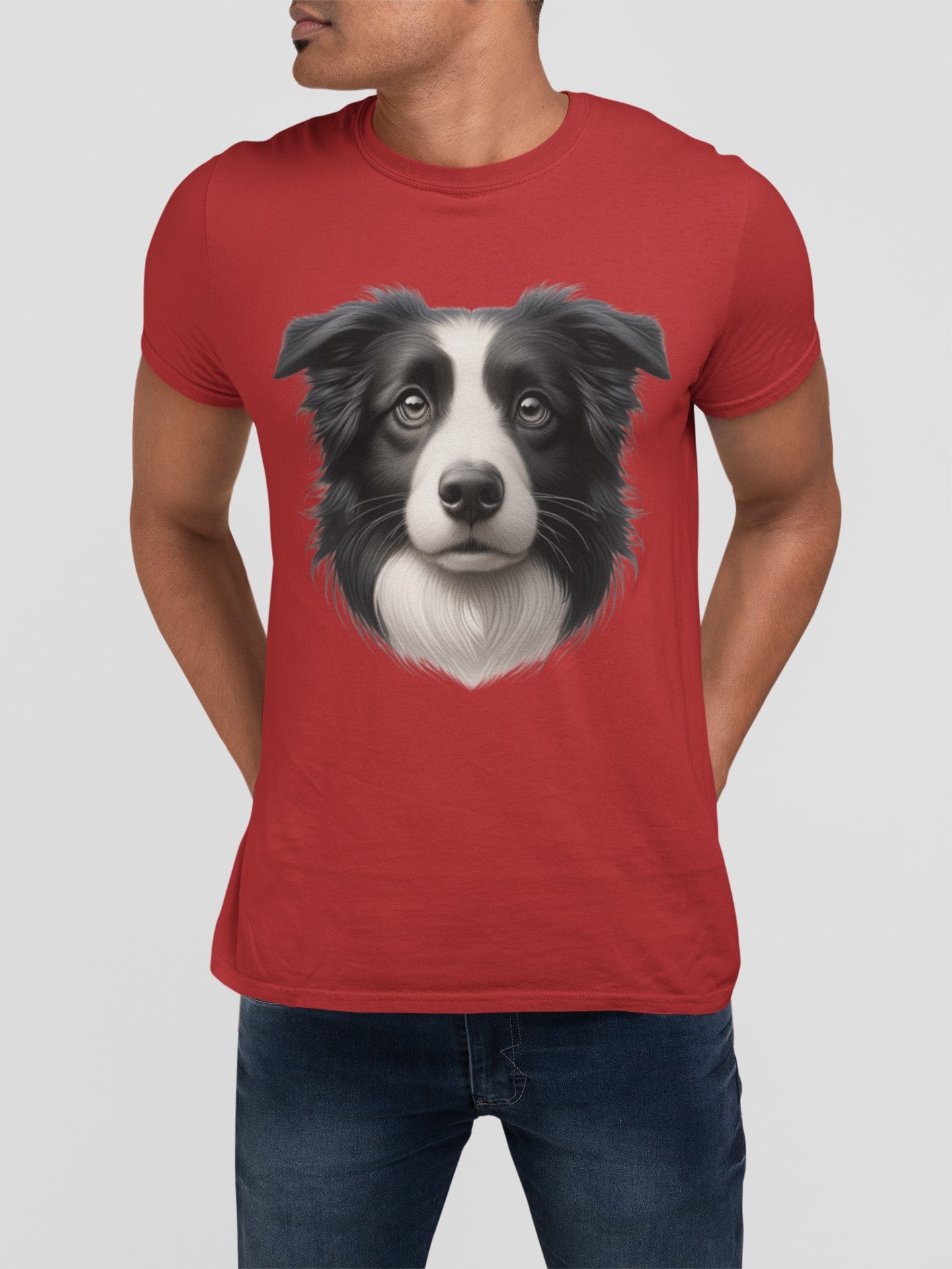 Border Collie Black & White Realistic Graphic Tee