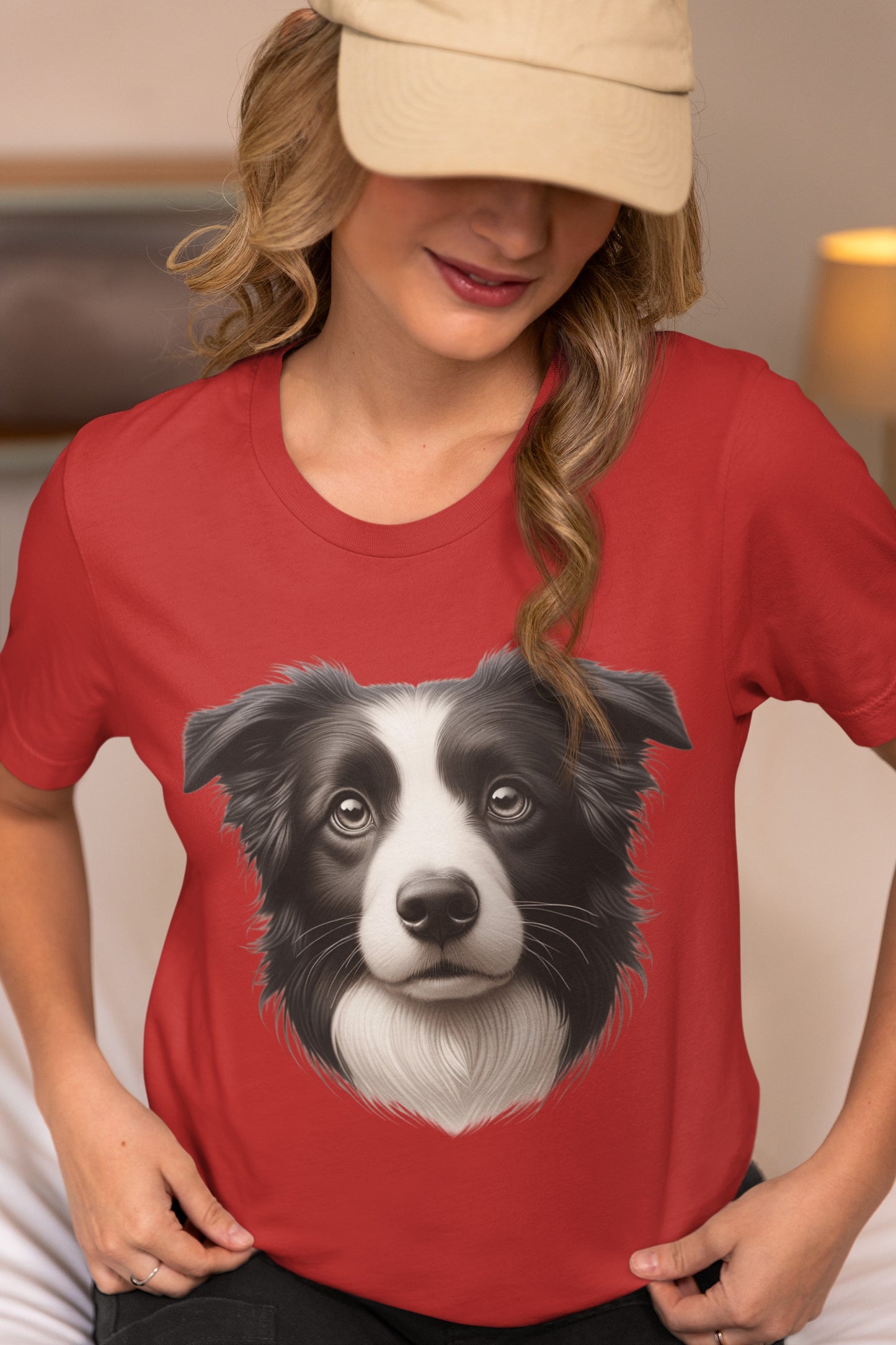Border Collie Black & White Realistic Graphic Tee