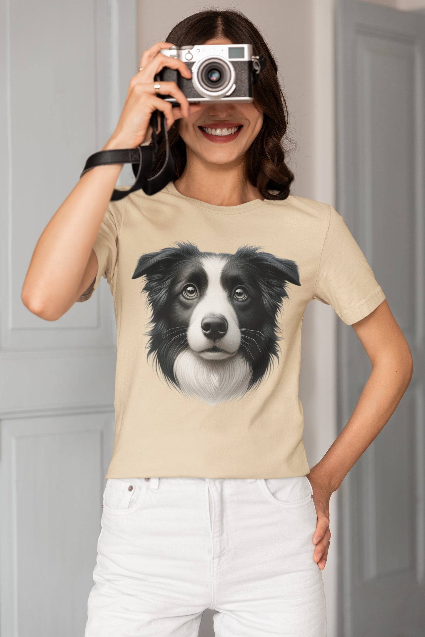 Border Collie Black & White Realistic Graphic Tee