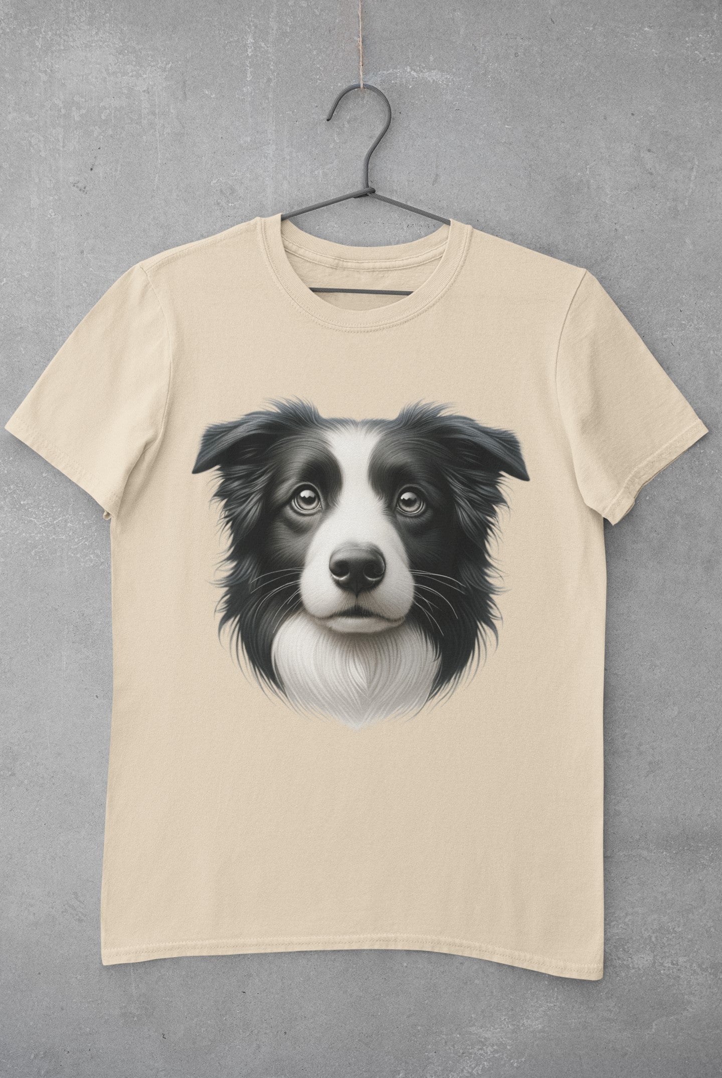 Border Collie Black & White Realistic Graphic Tee