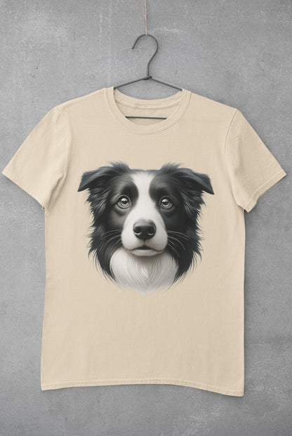 Border Collie Black & White Realistic Graphic Tee