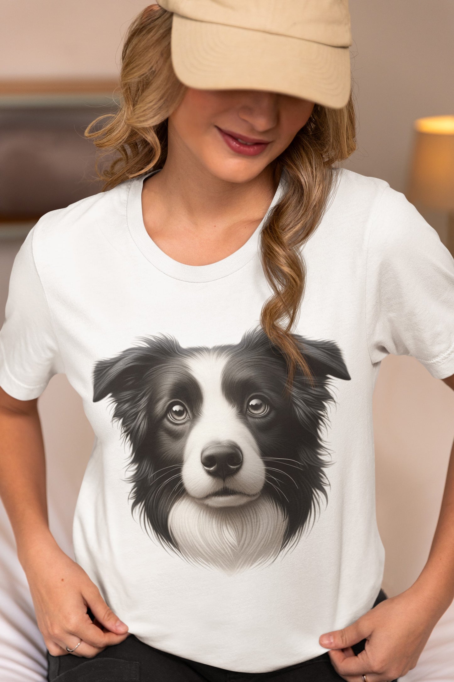 Border Collie Black & White Realistic Graphic Tee
