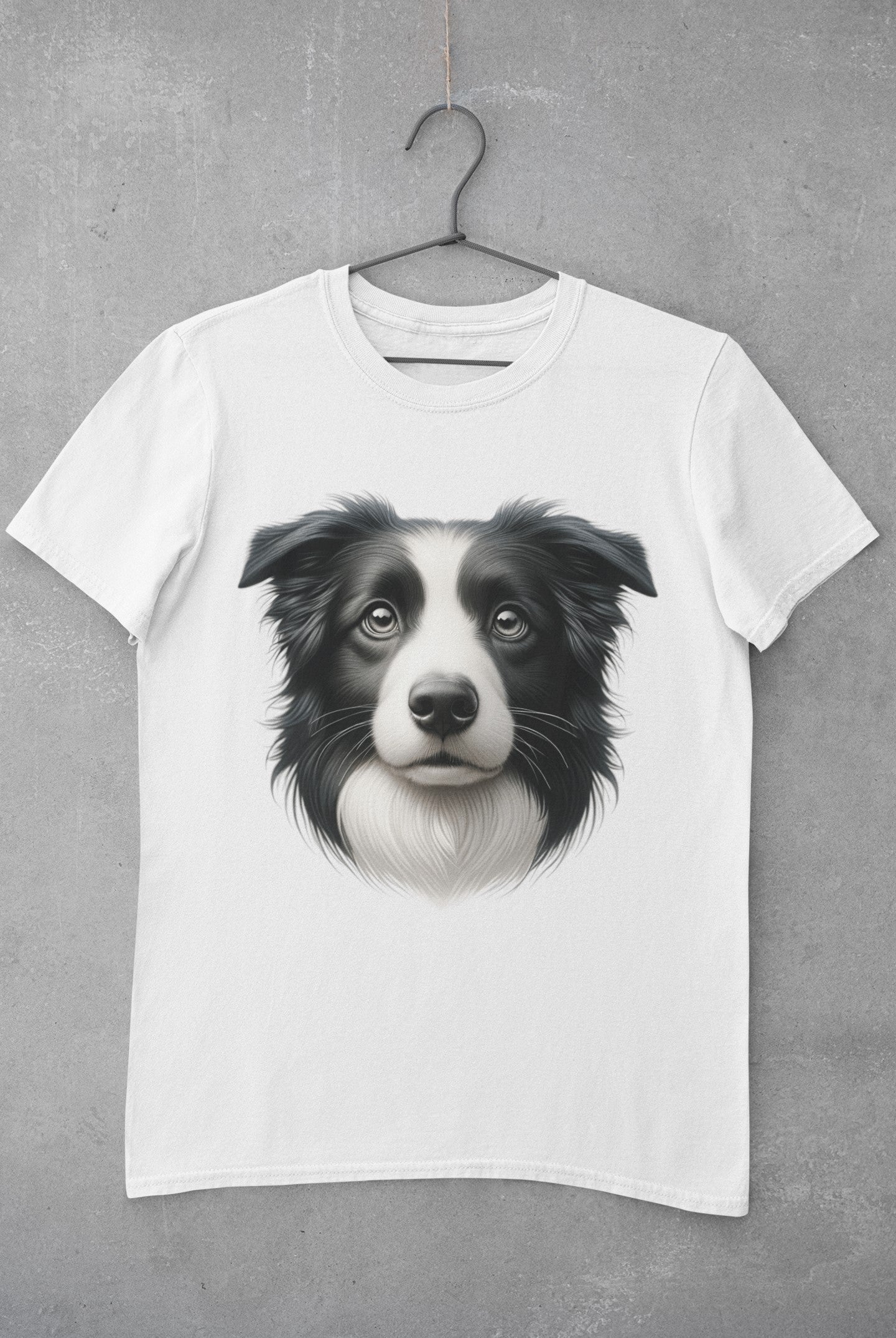Border Collie Black & White Realistic Graphic Tee