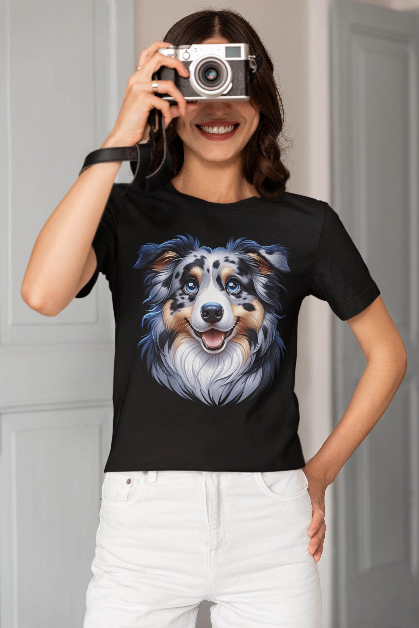 Australian Shepherd Blue Merle Cartoon Graphic Tee