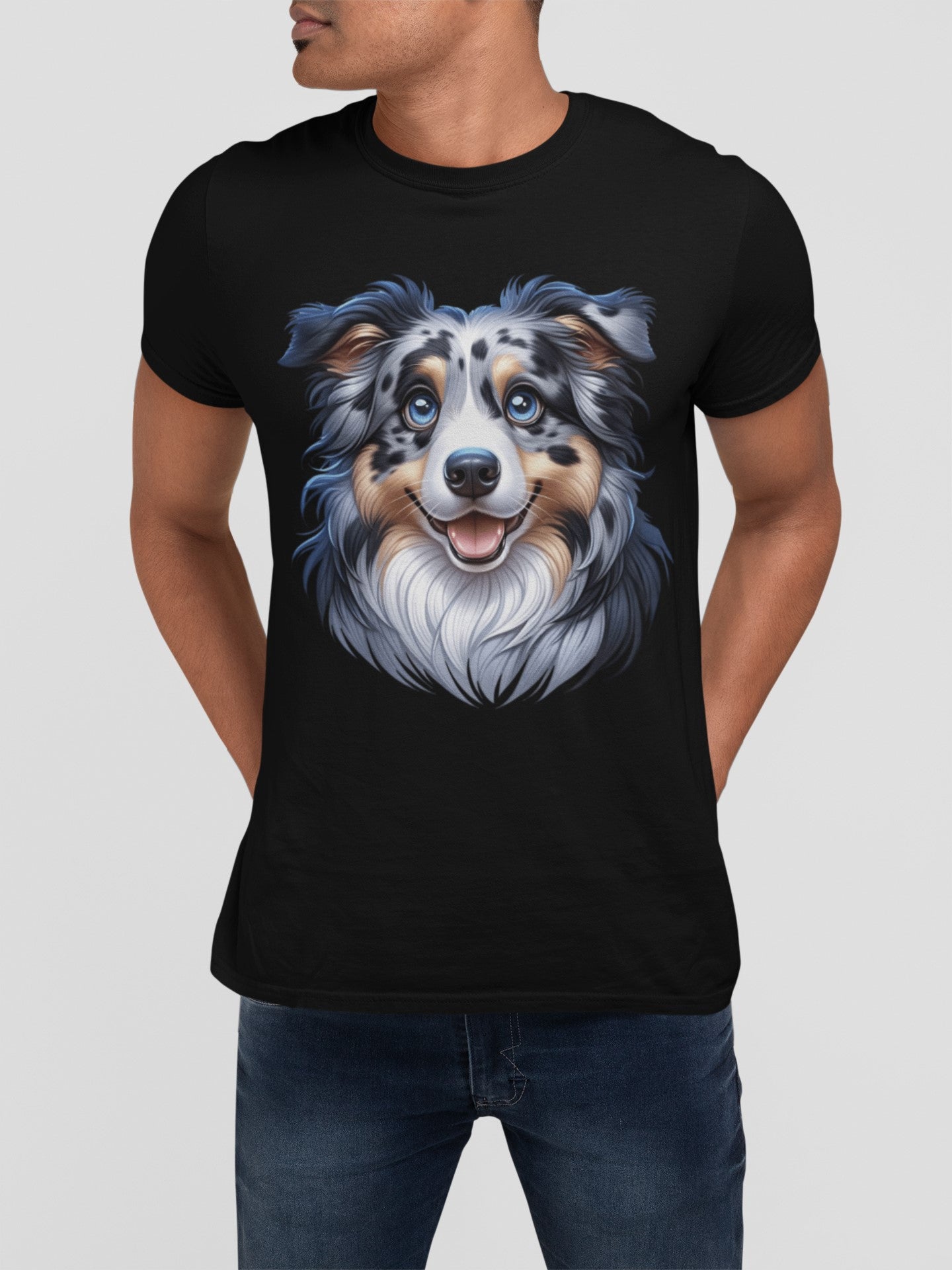 Australian Shepherd Blue Merle Cartoon Graphic Tee