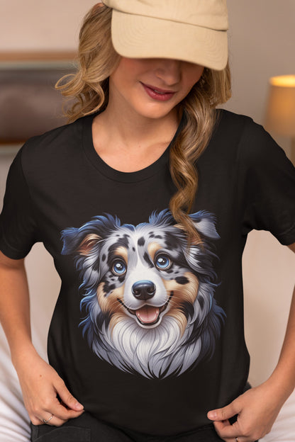 Australian Shepherd Blue Merle Cartoon Graphic Tee