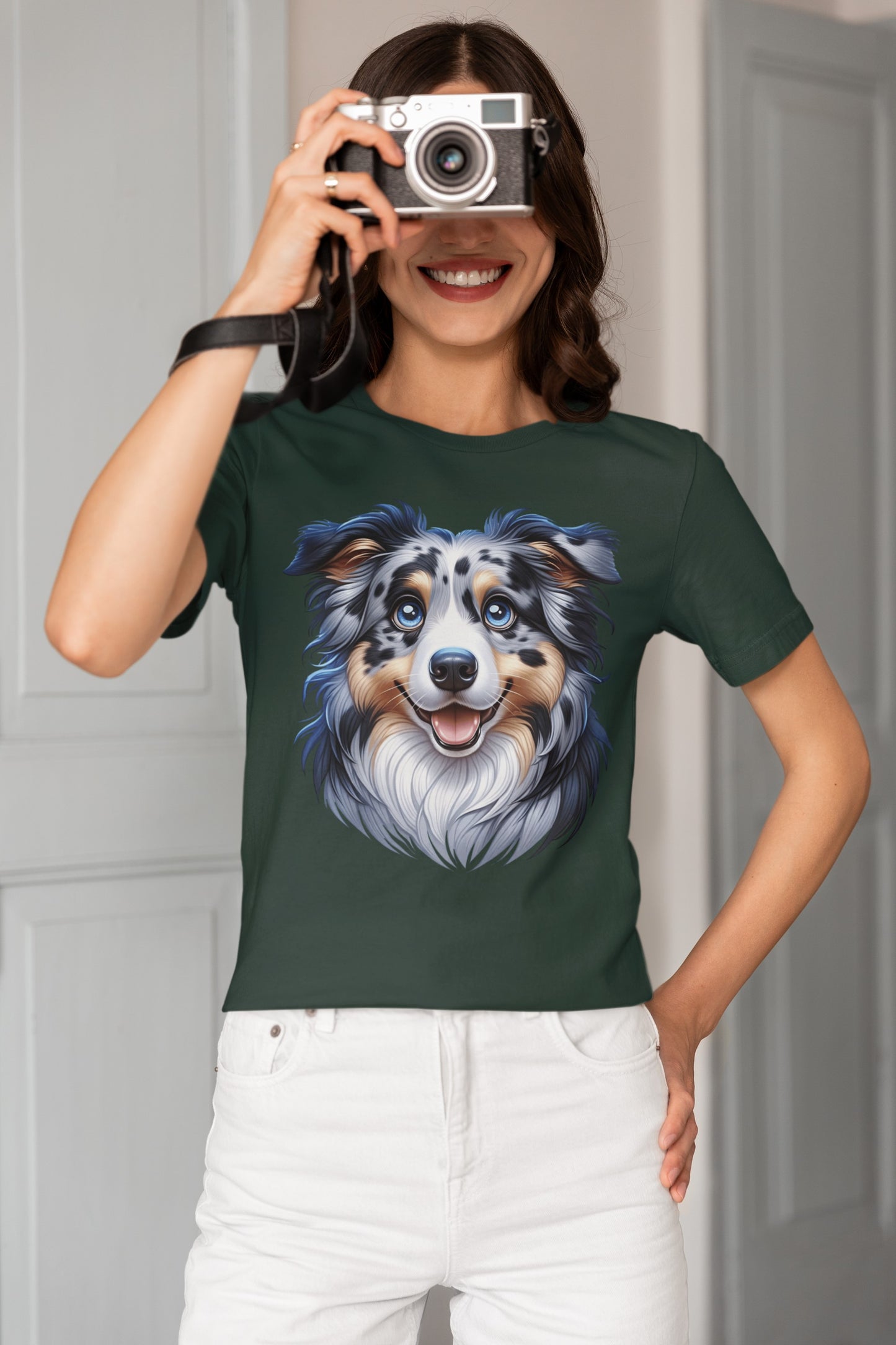 Australian Shepherd Blue Merle Cartoon Graphic Tee