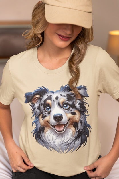 Australian Shepherd Blue Merle Cartoon Graphic Tee