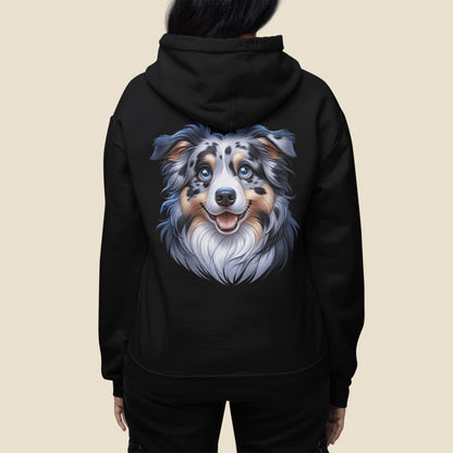 Australian Shepherd Blue Merle Cartoon Back Print Hoodie