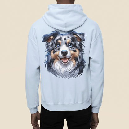 Australian Shepherd Blue Merle Cartoon Back Print Hoodie