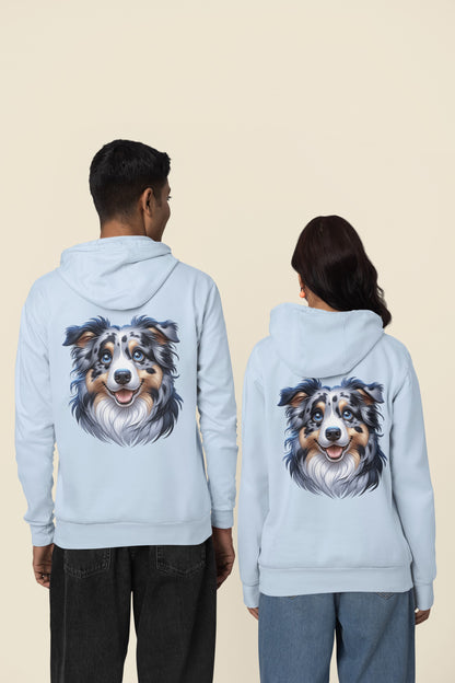 Australian Shepherd Blue Merle Cartoon Back Print Hoodie