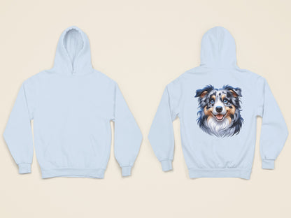 Australian Shepherd Blue Merle Cartoon Back Print Hoodie