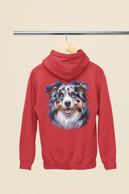 Australian Shepherd Blue Merle Cartoon Back Print Hoodie