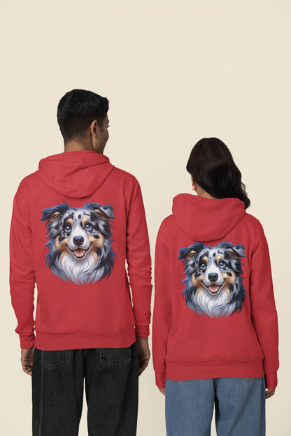 Australian Shepherd Blue Merle Cartoon Back Print Hoodie