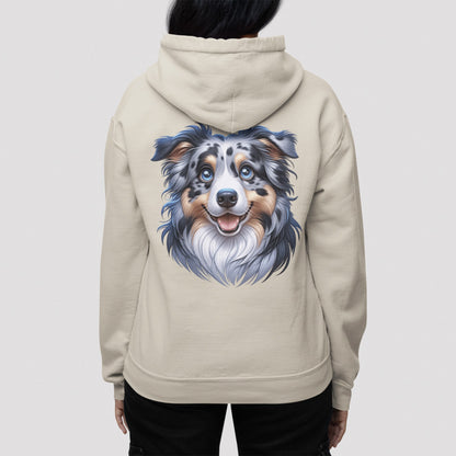 Australian Shepherd Blue Merle Cartoon Back Print Hoodie