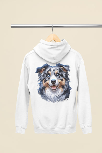 Australian Shepherd Blue Merle Cartoon Back Print Hoodie