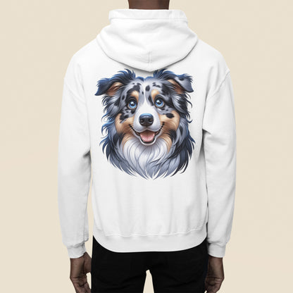 Australian Shepherd Blue Merle Cartoon Back Print Hoodie