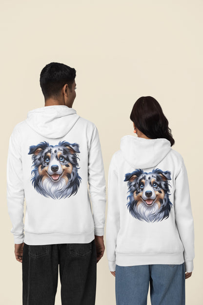 Australian Shepherd Blue Merle Cartoon Back Print Hoodie