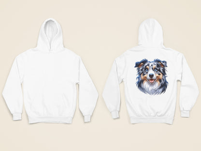 Australian Shepherd Blue Merle Cartoon Back Print Hoodie