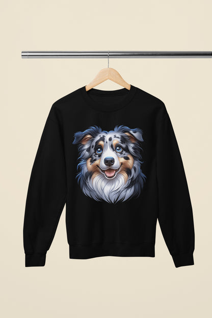 Australian Shepherd Blue Merle Cartoon Design Crewneck Sweatshirt