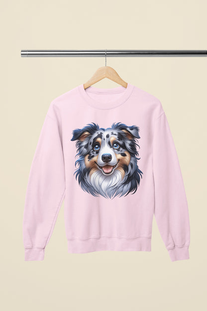 Australian Shepherd Blue Merle Cartoon Design Crewneck Sweatshirt