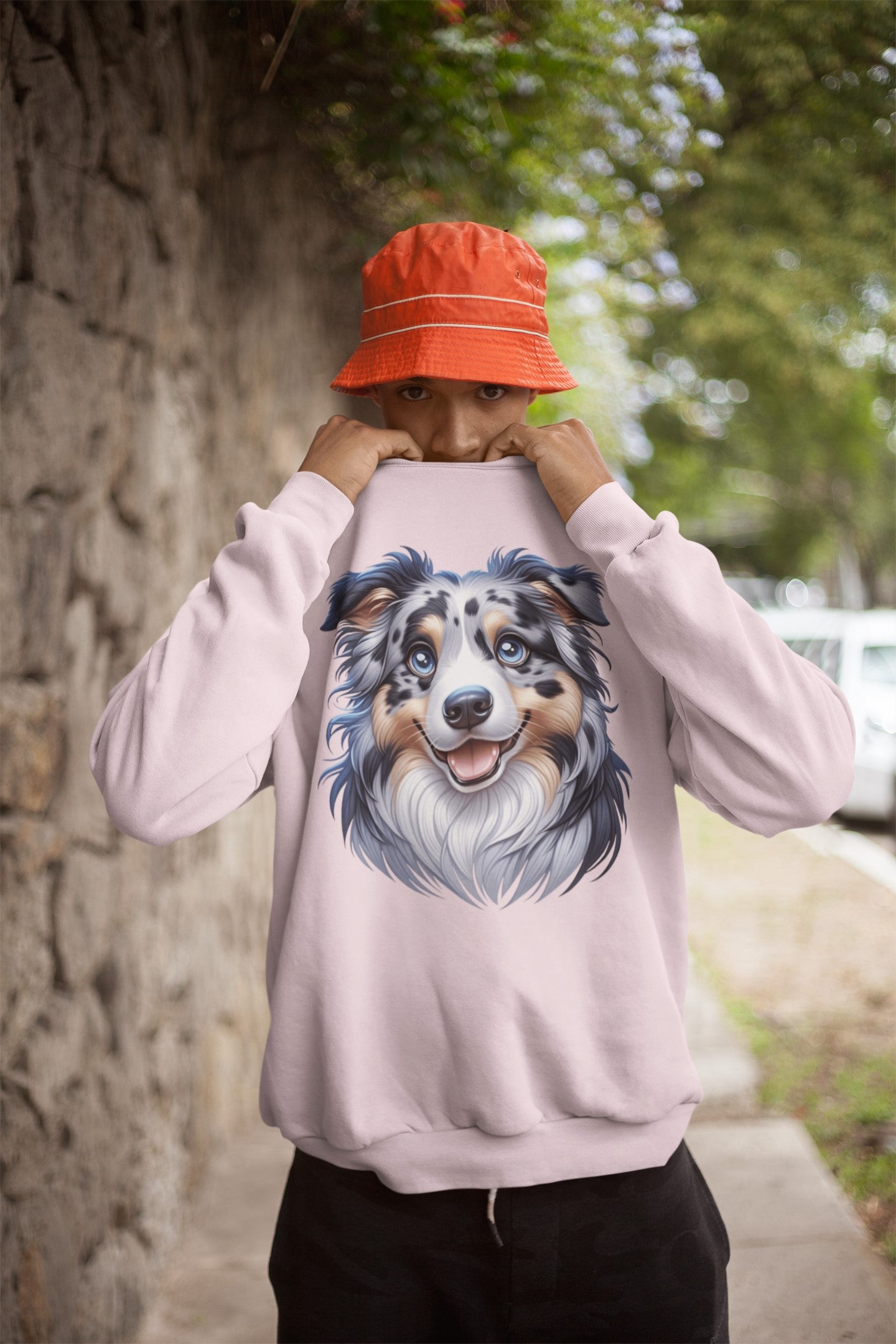 Australian Shepherd Blue Merle Cartoon Design Crewneck Sweatshirt