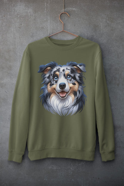 Australian Shepherd Blue Merle Cartoon Design Crewneck Sweatshirt