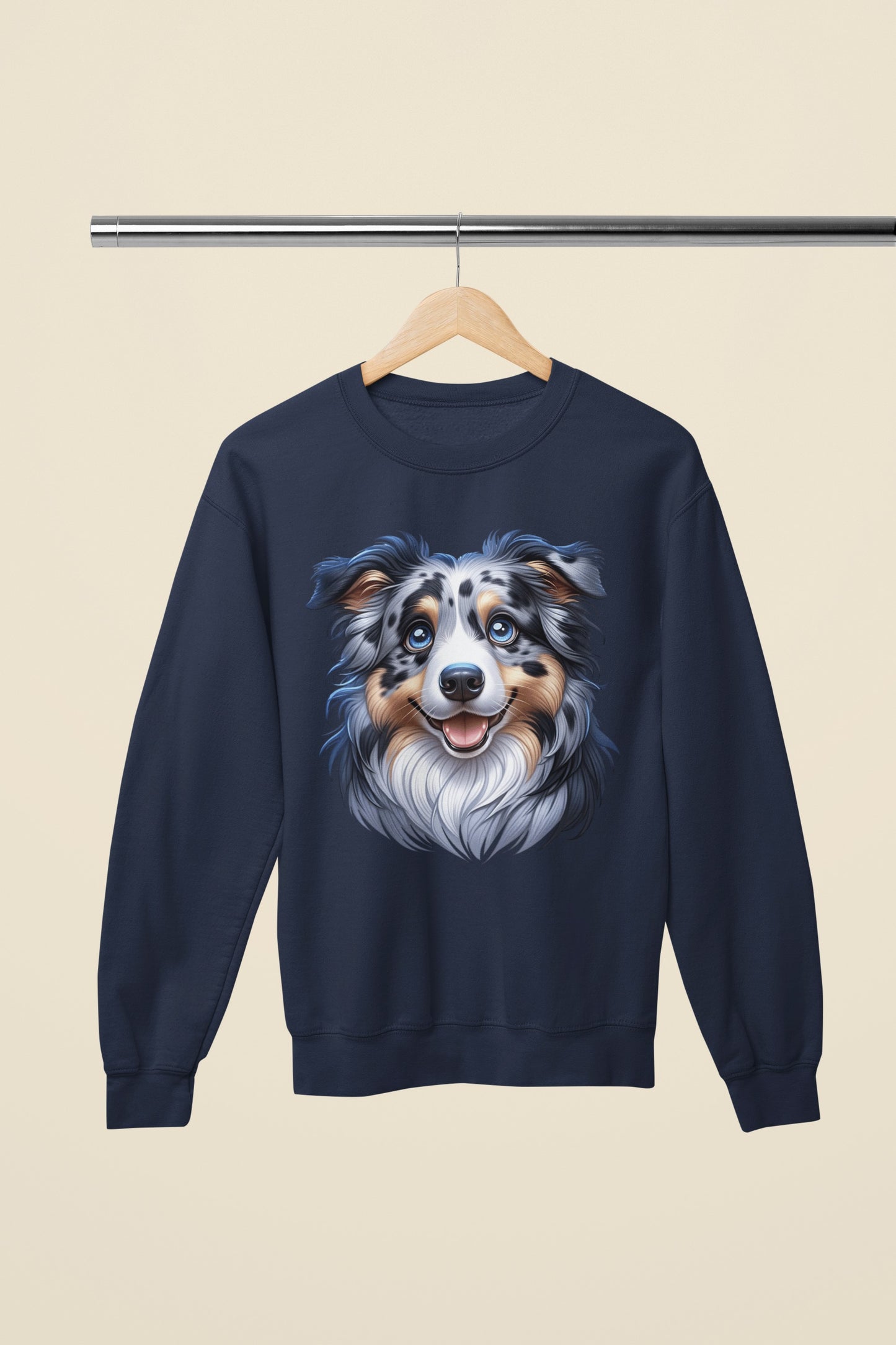 Australian Shepherd Blue Merle Cartoon Design Crewneck Sweatshirt