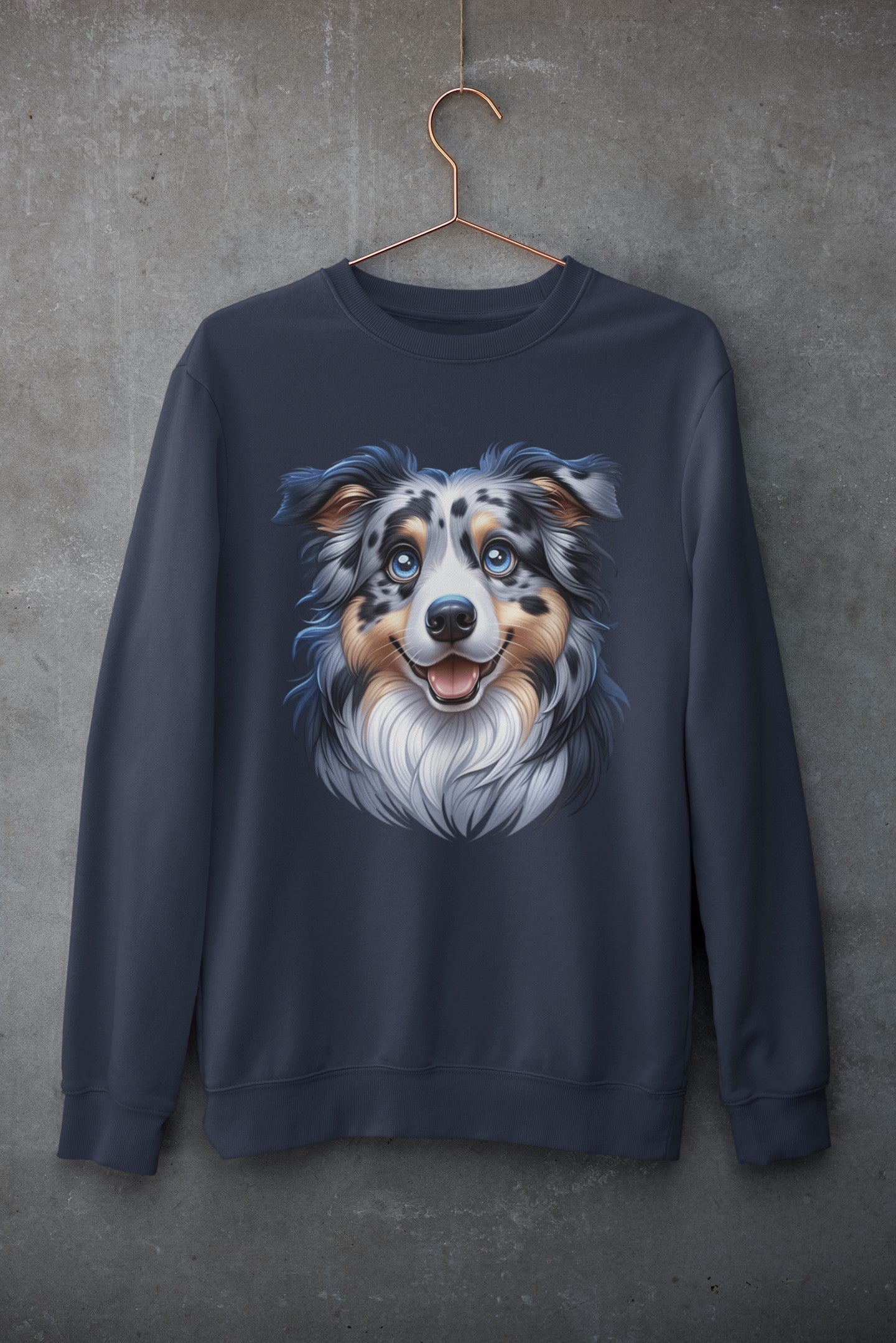 Australian Shepherd Blue Merle Cartoon Design Crewneck Sweatshirt