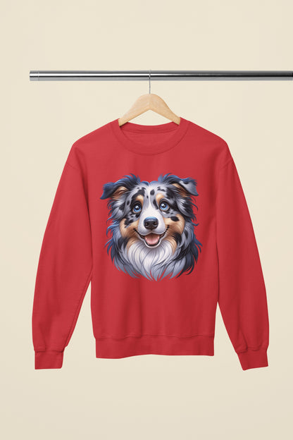 Australian Shepherd Blue Merle Cartoon Design Crewneck Sweatshirt