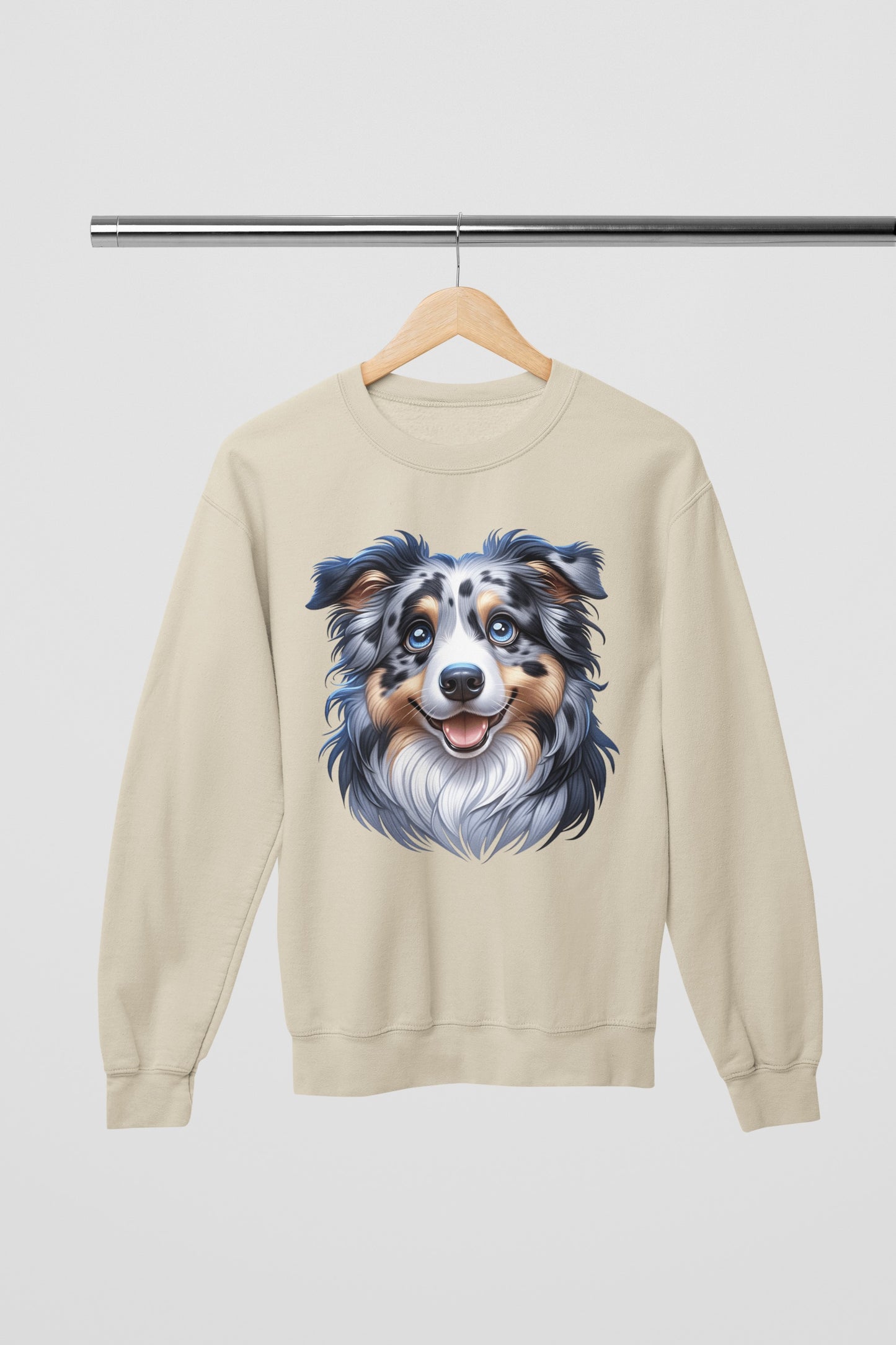 Australian Shepherd Blue Merle Cartoon Design Crewneck Sweatshirt