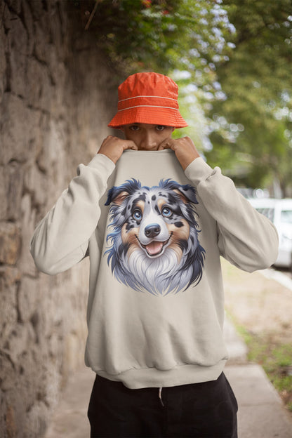 Australian Shepherd Blue Merle Cartoon Design Crewneck Sweatshirt