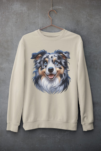 Australian Shepherd Blue Merle Cartoon Design Crewneck Sweatshirt