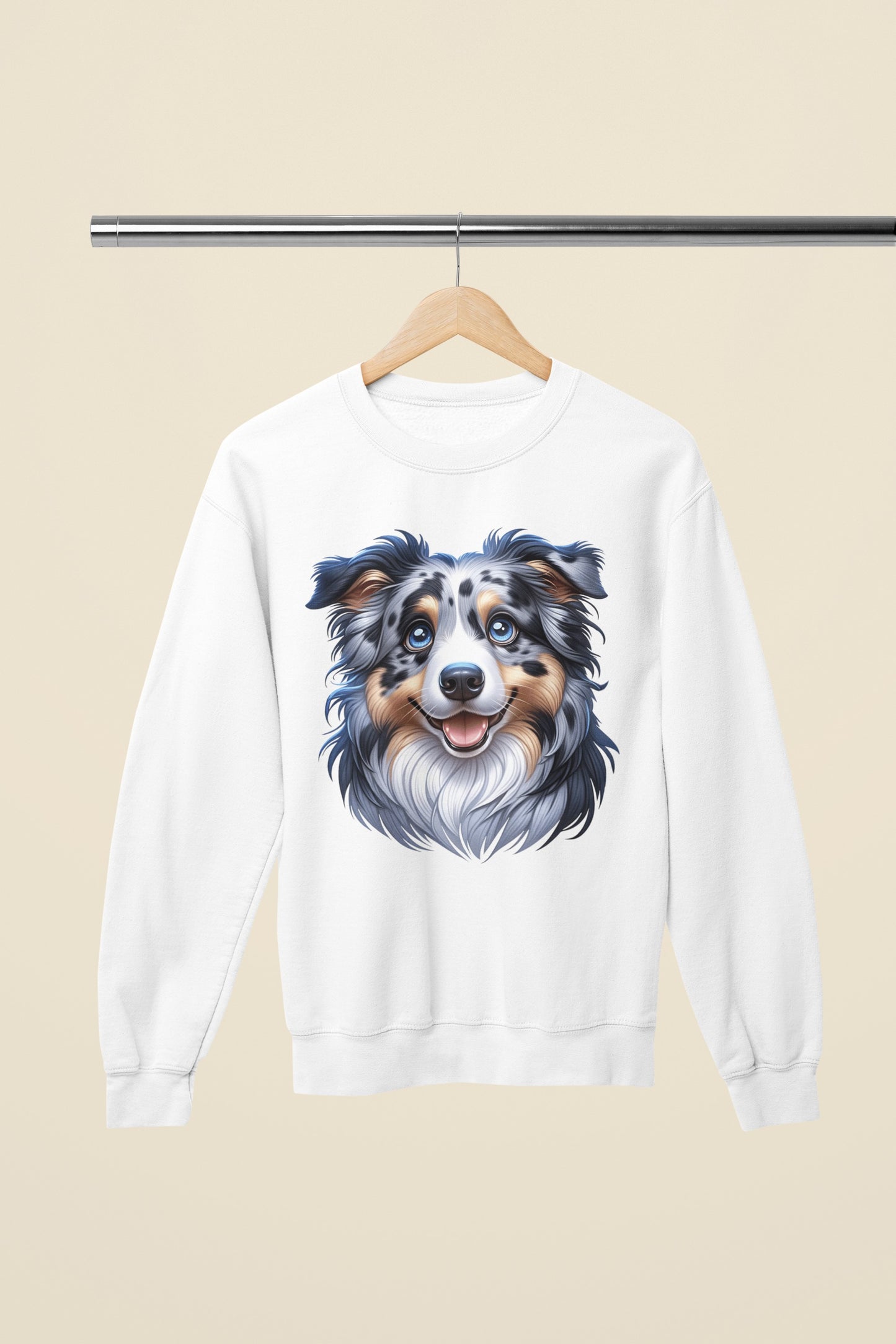 Australian Shepherd Blue Merle Cartoon Design Crewneck Sweatshirt