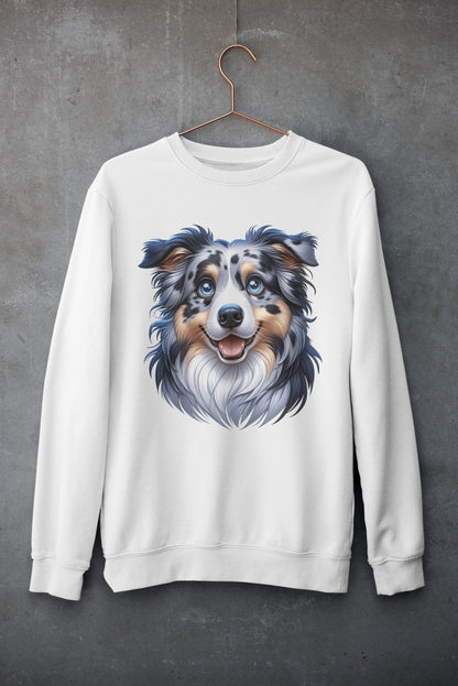 Australian Shepherd Blue Merle Cartoon Design Crewneck Sweatshirt